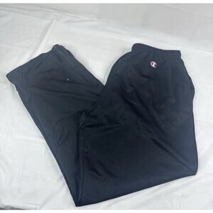Vintage Champion Pants Men XXL Track Wind Mesh Lined Side Zip 90s Y2K Black